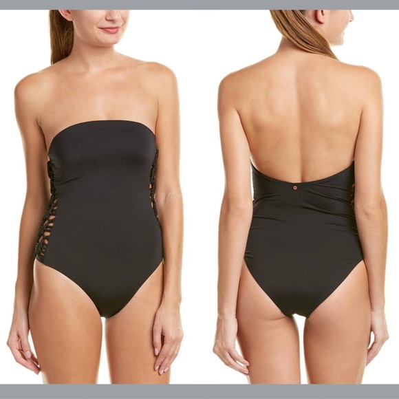 NWT $165 Red Carter‎ Halterneck Lace-Up Side One-Piece Swimsuit [SZ M 8 ] - Picture 1 of 12